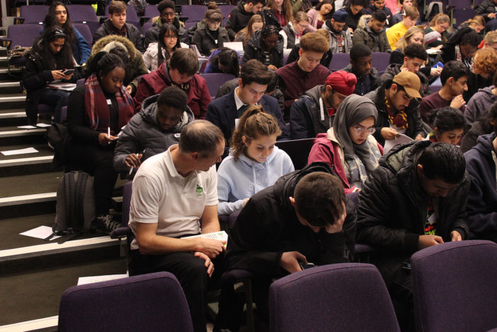Bootcamp students sitting in the Wolfson lecture theatre