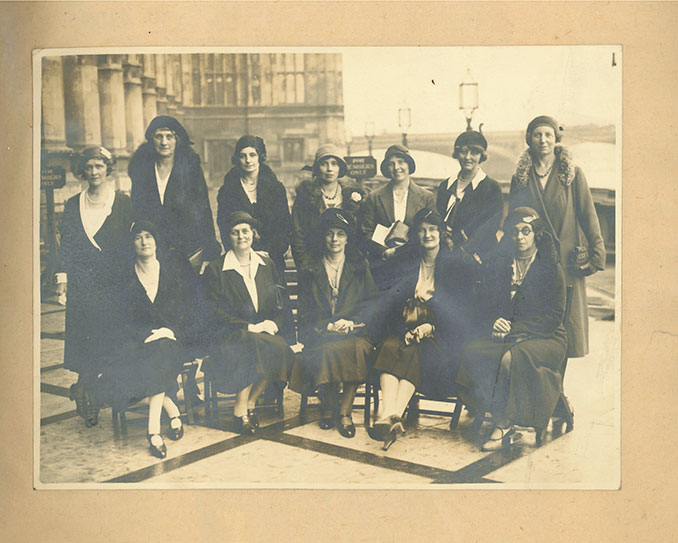 A photograph of the newly-elected female Conservative politicians (bar Marjorie Graves) on the House of Commons Terrace in November 1931.