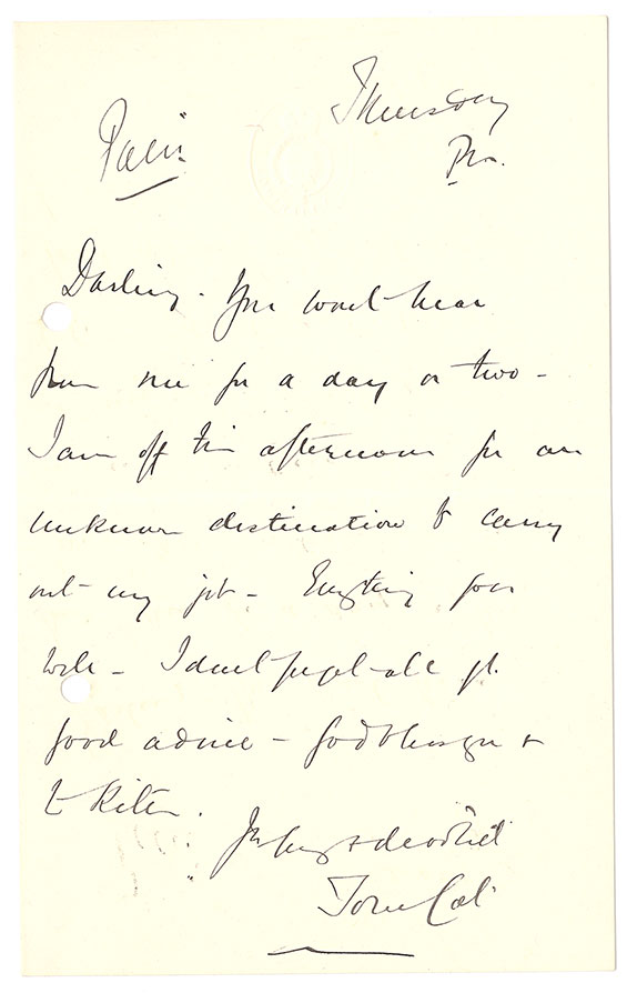 Handwritten letter from Sir Rosslyn Wemyss (transcribed below)
