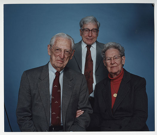 Colour photograph of Robert Edwards, Howard and Georgeanna Jones.