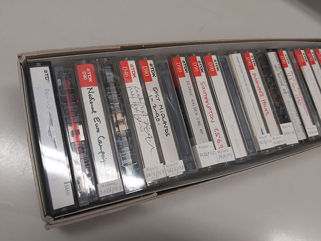 A box of cassette tapes 