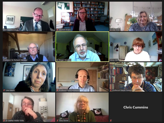 A screenshot of the Robert Edwards symposium on Zoom