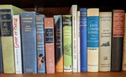 Bookshelf with a collection of books by members of the Powys family