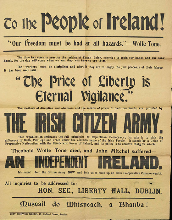 Poster recruiting for the Republican Irish Citizen Army.