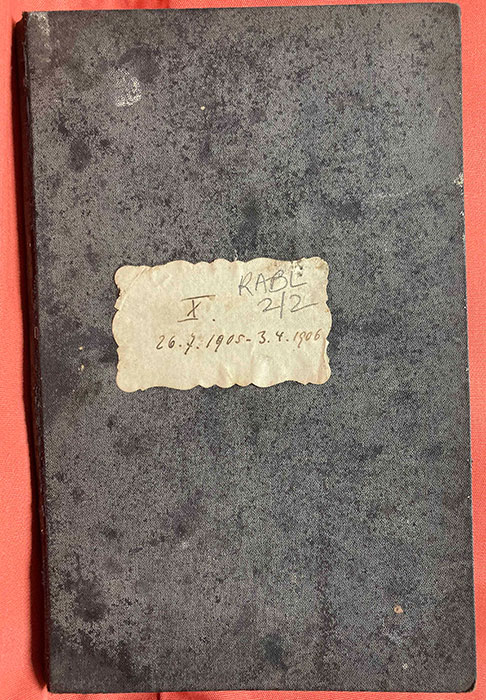 Front cover of Rabel's 1905-6 diary