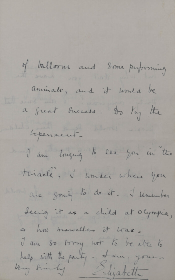 Page from a letter by the Duchess of York
